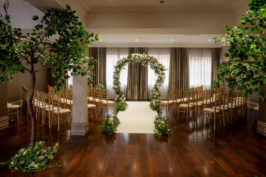 The Reception Room, set up for a wedding